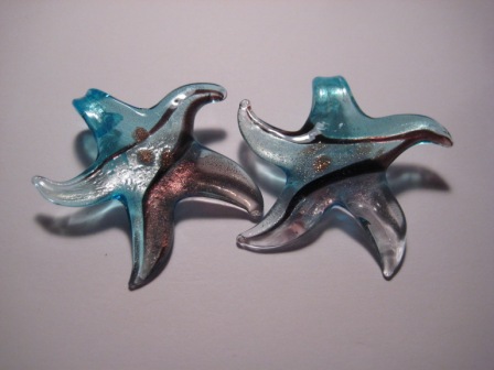 Glass pendant - starfish, turquoise
