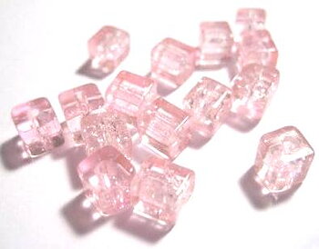 Crackle, Rosa, kub 6mm