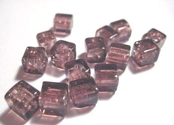 Crackle, brun , kub 6mm