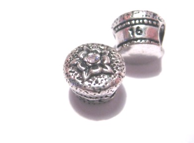 Bead / pendantAntique silver m pink stone "Sweet 16" - 3