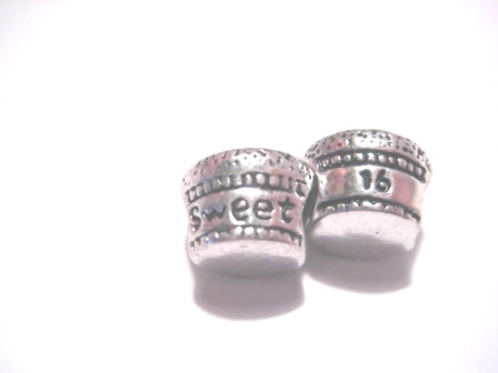 Bead / pendantAntique silver m pink stone "Sweet 16" - 2