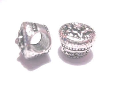 Bead / pendantAntique silver m pink stone "Sweet 16"
