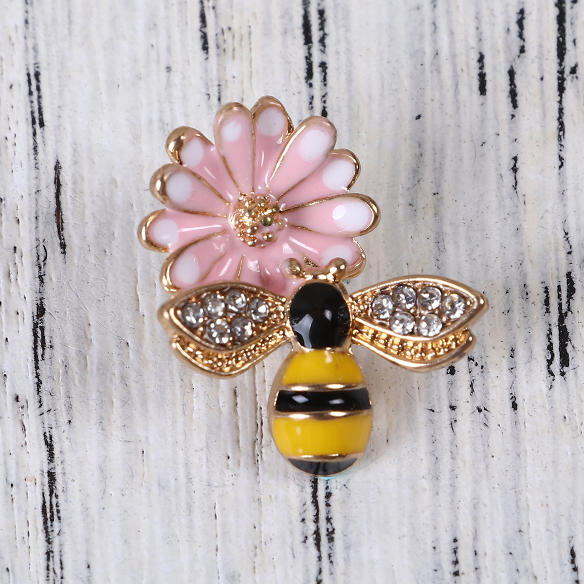 Berlock - Emaljerd Bi m blomma, rhinestones