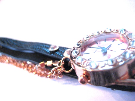 Bracelet Watch chain & strass - black - 2