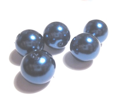 Vaxade Glaspärlor , 16mm Mörkblå