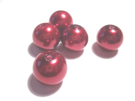 Waxed Glass Beads, 16 mm burgundy