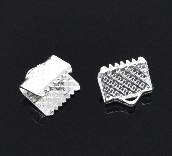 Fäste för band , silverfärgad 8x8mm, 20 st - 2