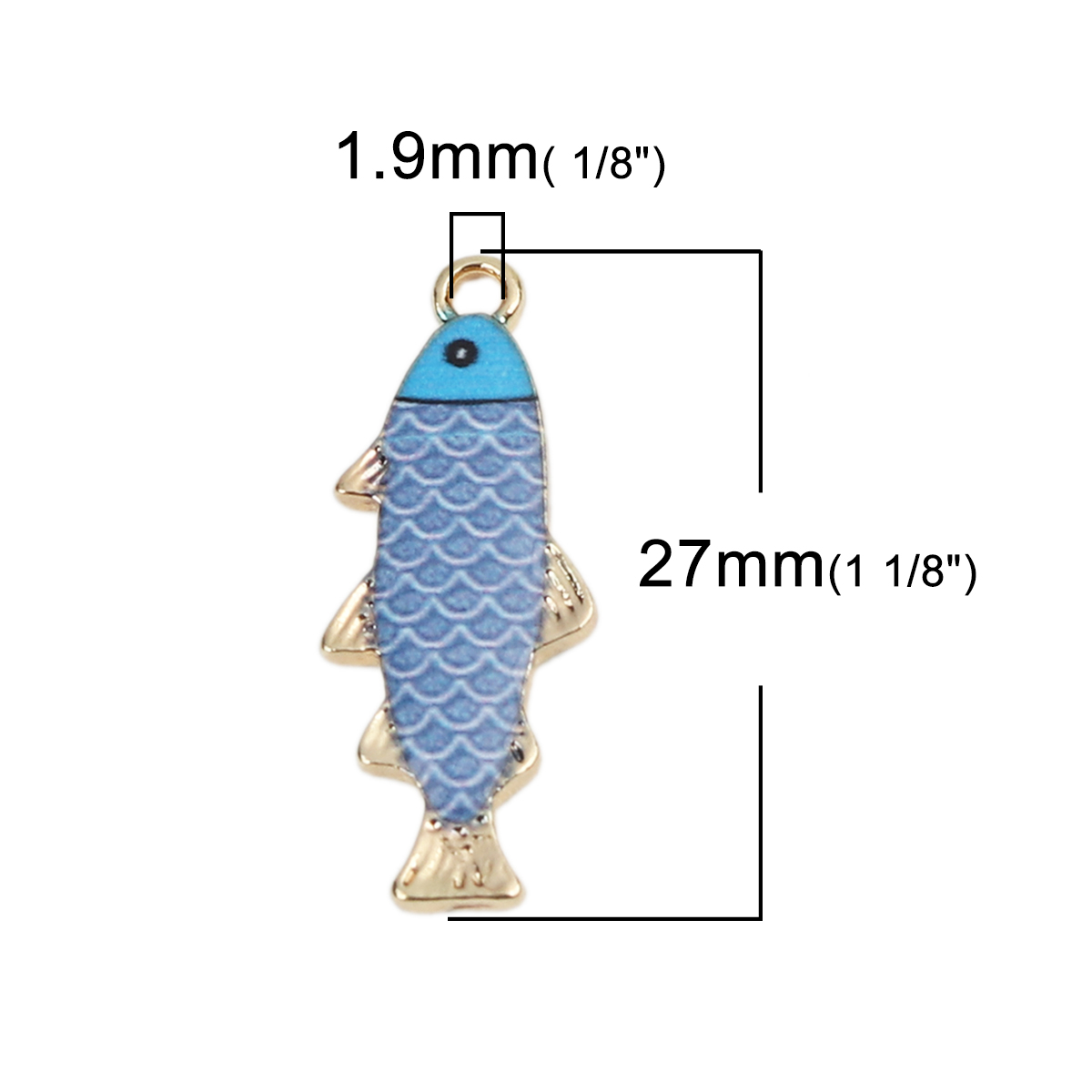 Berlock -  Fisk, emaljerad - blå - 2