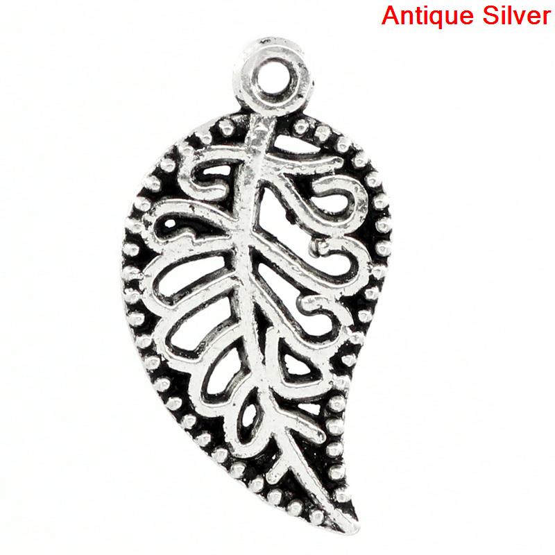 Charm -  swirl leaf 18mm - 3
