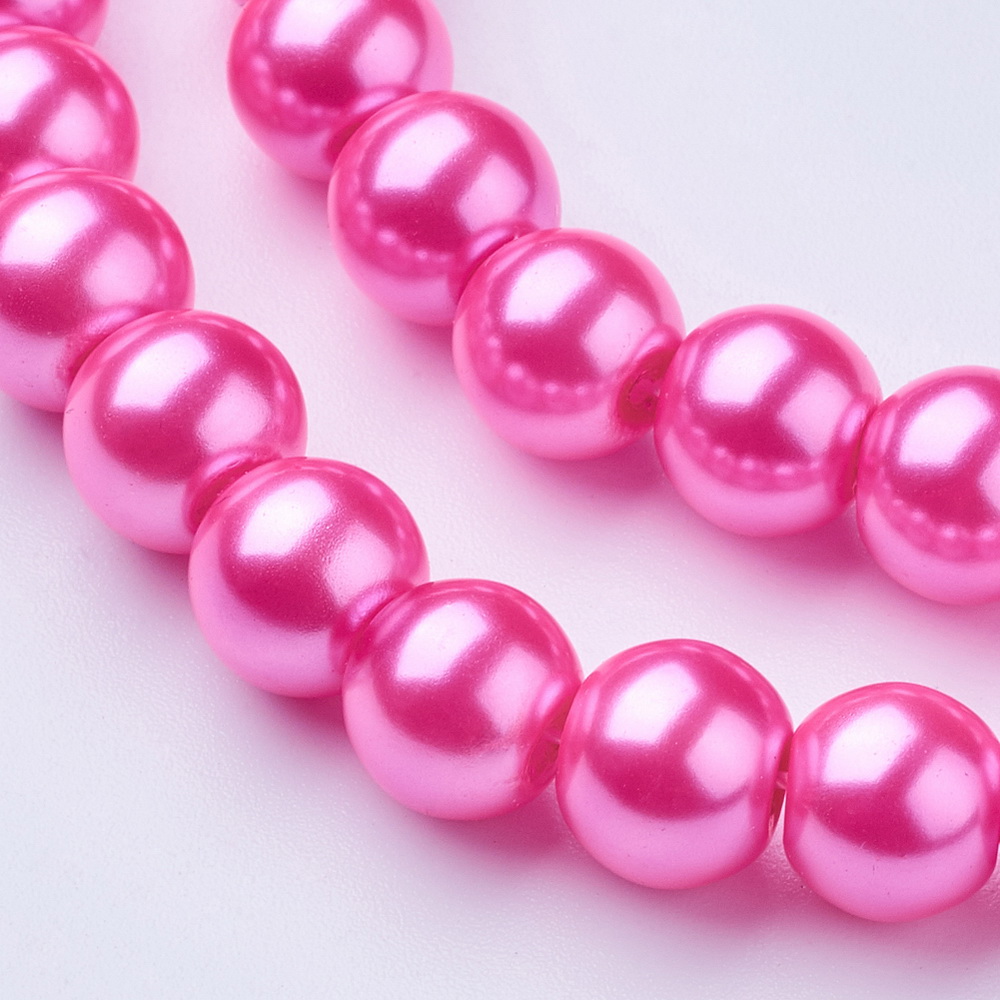 Waxed Glass Beads, 8mm cerice 1 strand