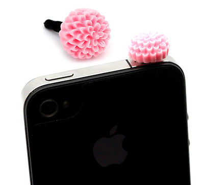 Headphone jack - Jewelry,pink flower - 2