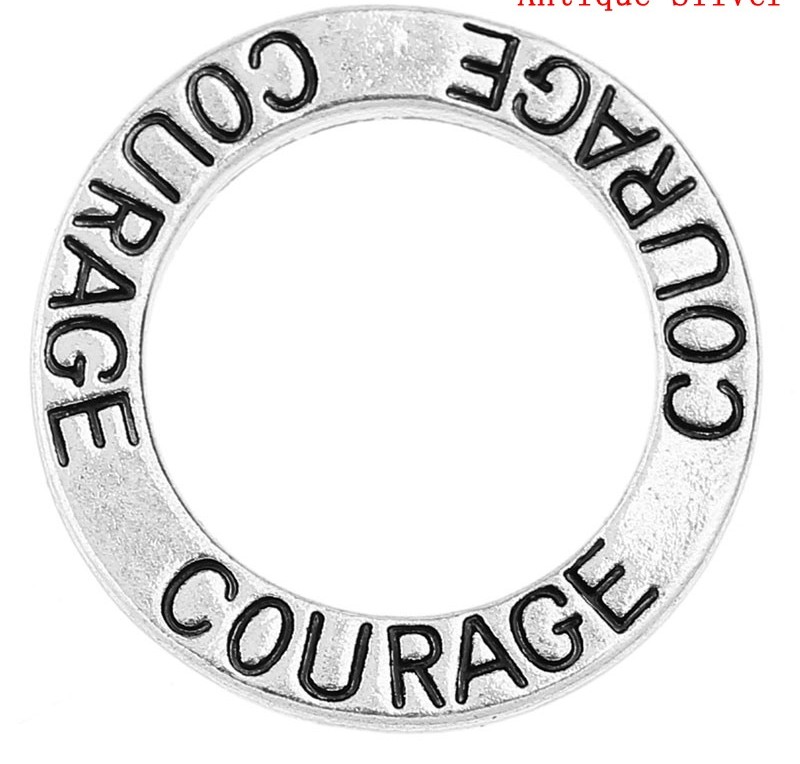 Budskapsring, silver  "COURAGE"