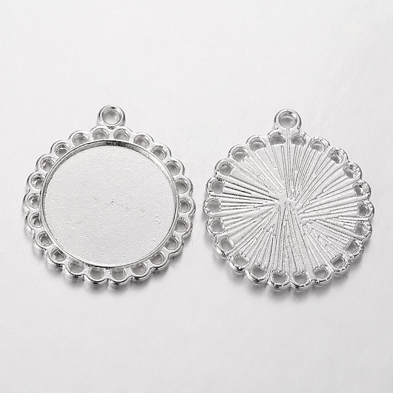 Cabochonhållare/ fäste-  rund 20mm,  Silver