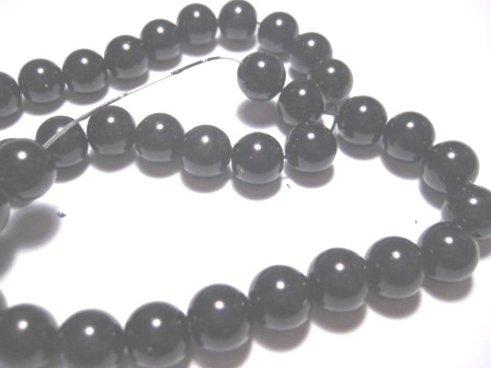 Vaxade Glaspärlor , 10mm,  svart