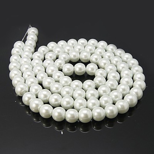Vaxade Glaspärlor , 10mm,  vit - 2