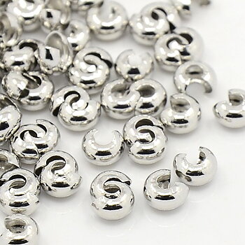 platinum Plated Crimps Bead cover 4mm