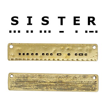 Charm  SISTER  morsecode, gold