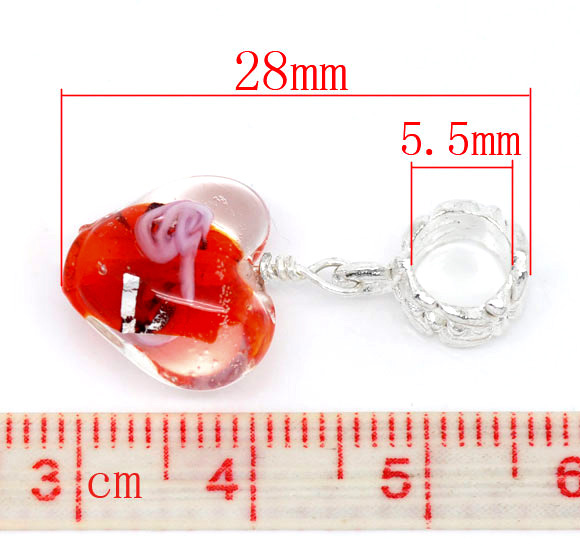 Bead / Pendant,  lampwork heart red - 2