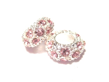 Pärla / hänge - Silver m strass-stenar, Ljusrosa