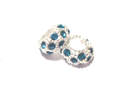 Pärla / hänge - Silver m rhinestones,  Teal - 2