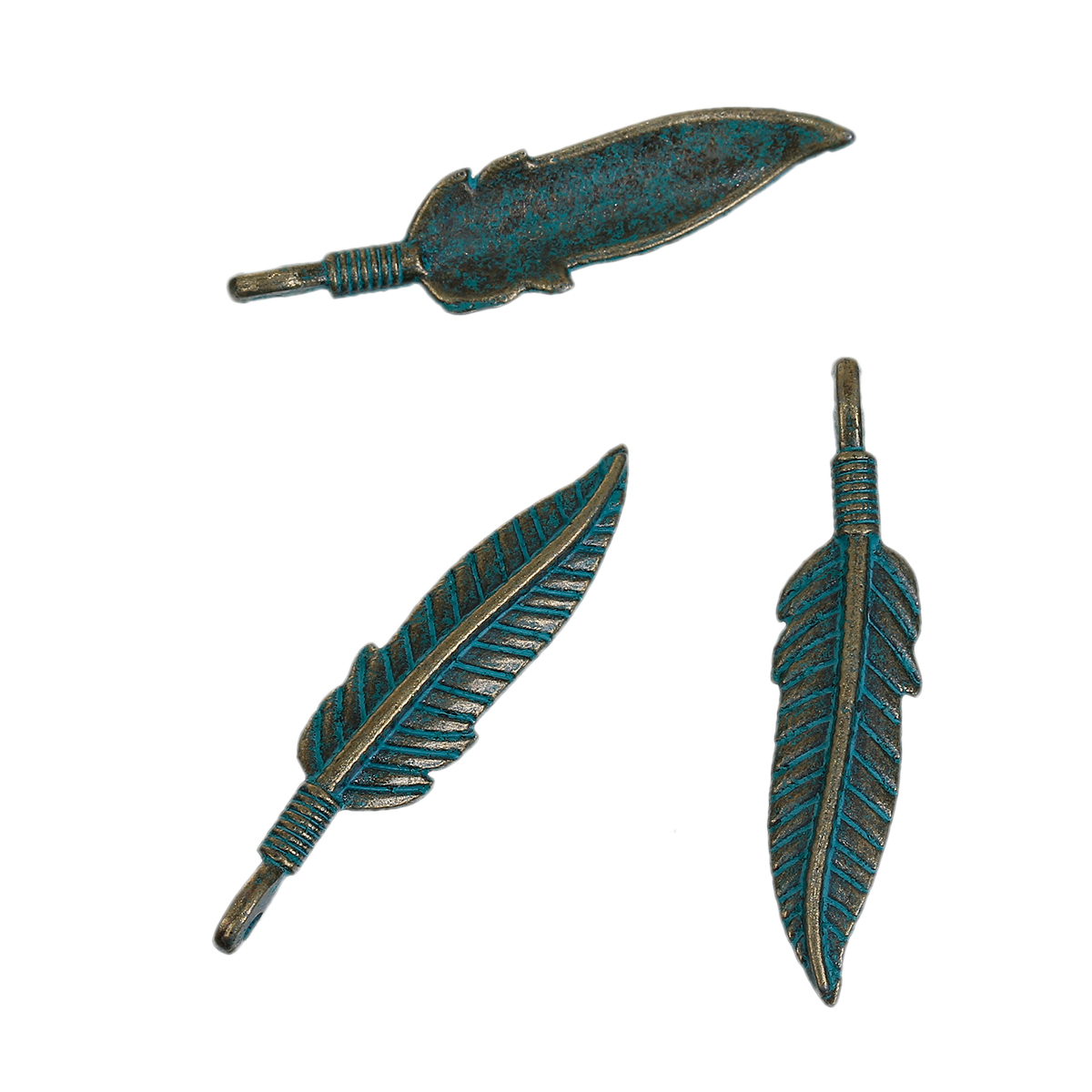 Charm  Bronze -  Patina Feather - 2