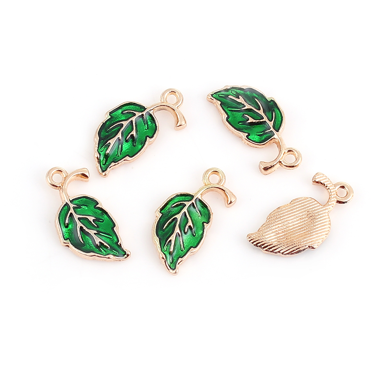 Charm leaf enamel  green - 2