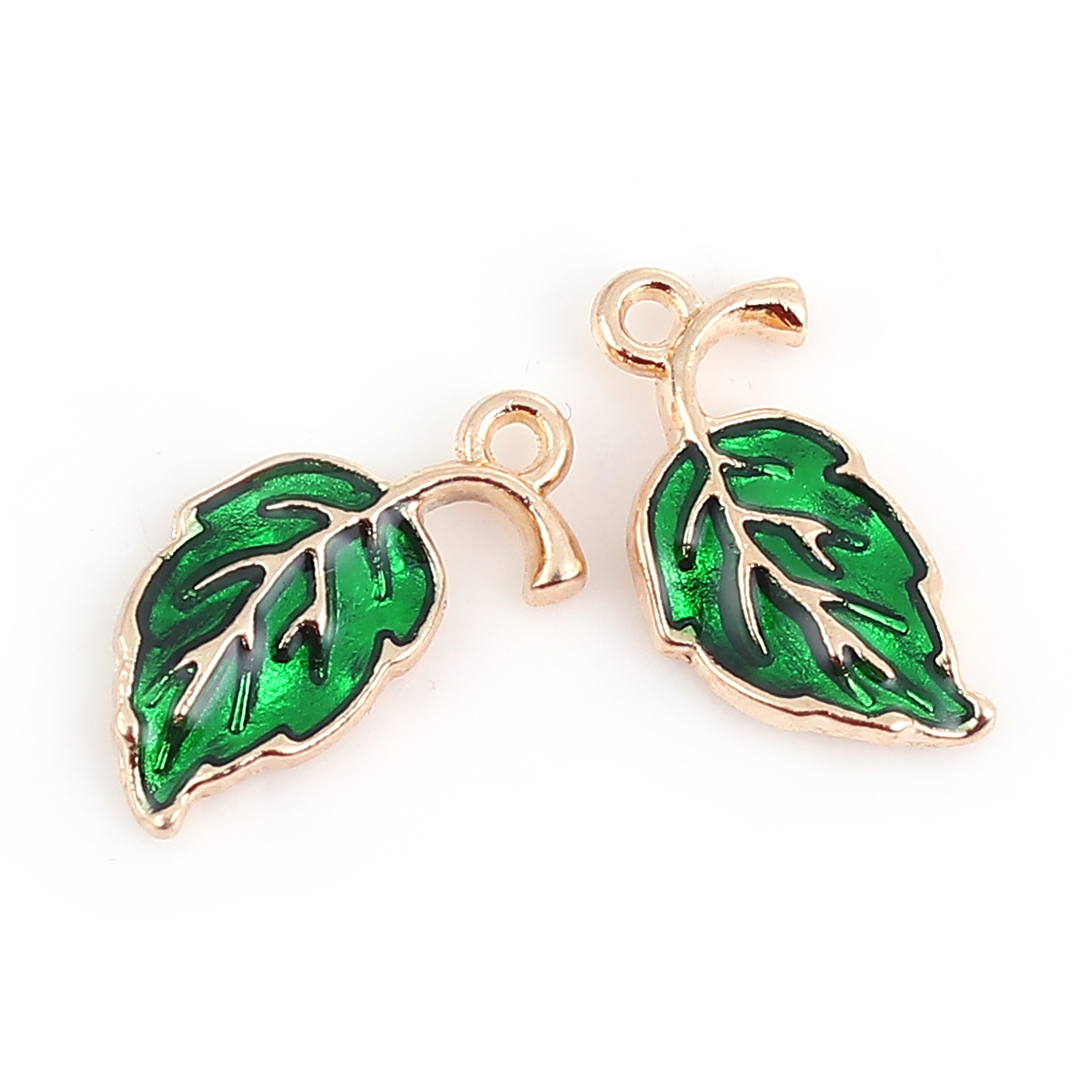 Charm leaf enamel  green