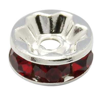strass rondelle  Silver 8 mm,  darkred