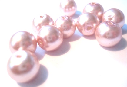 Waxed Glass beads, old pink 10mm