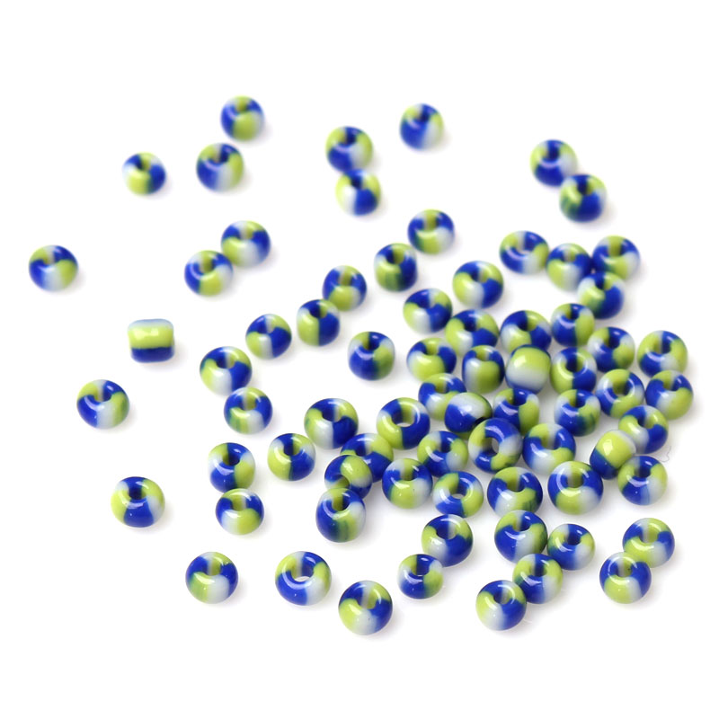 Seedbeads -3 color green / blue white 10/0