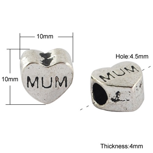 Bead / pendant--heart MUM