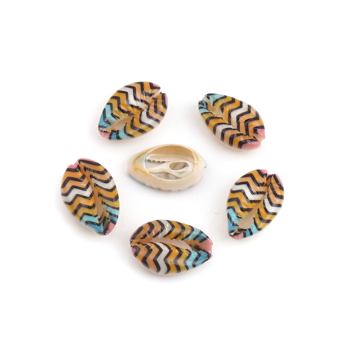 Charm  bead , snail conch stripes - 2