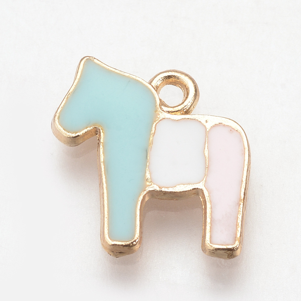 Charm  ,enameld horse bluewhite