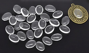 Cabochon i glas - Oval 14x10 mm, 5st