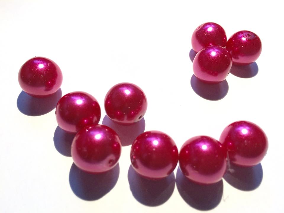 Waxed Glass Beads, 12mm, mauve