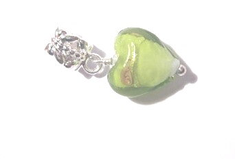 Bead / Pendant,  lampwork heart lime