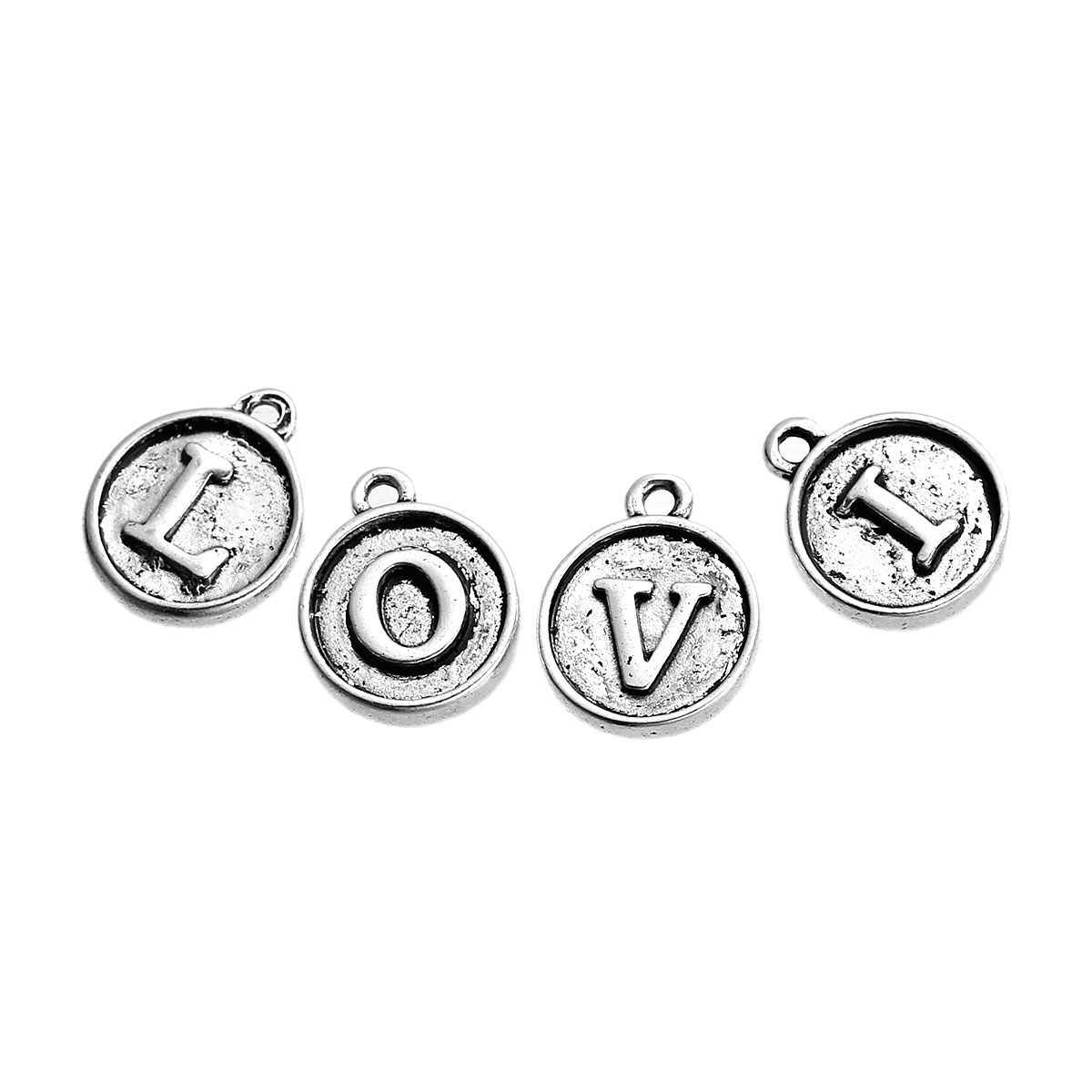 Charm,  Letter Tag round,  Silvertone - 3