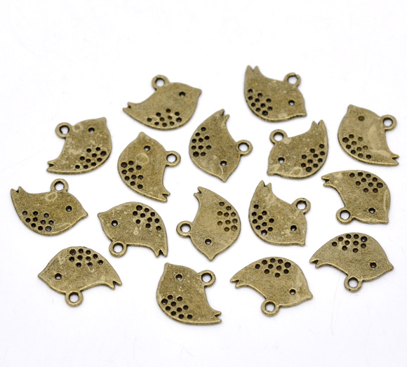 Charm bronze plated - bird
