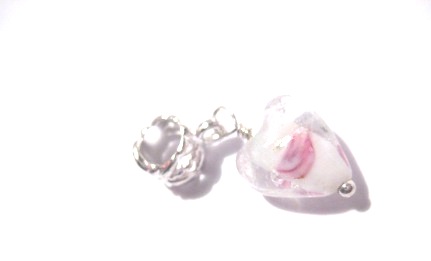 Bead / Pendant,  lampwork heart white