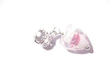 Bead / Pendant,  lampwork heart white