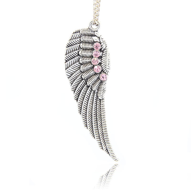 Berlock - Vinge med Rosa strass, 52mm