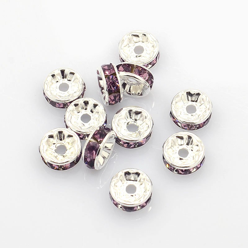 strass rondelle  Silver 8 mm,  Amethyst