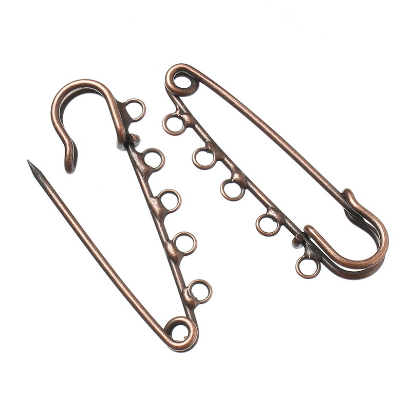 Säkerhetsnål med 5 öglor,  Koppar - Kiltpin