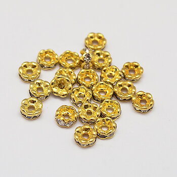 strass rondelle 4mm,  gold, Clear