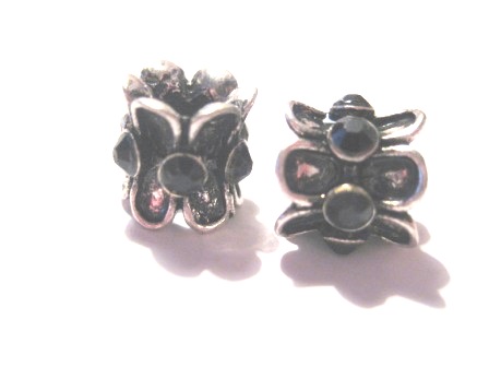 Bead / pendant- antiquesilver m. rhinestones,black