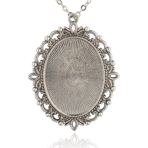 Cabochonhållare/ fäste  - Silver ornament 30x40mm