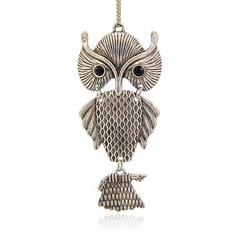 Large Luxury pendant - Black Owl 89mm
