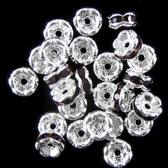 strassrondell, Silver 6mm Wavy Mörklila