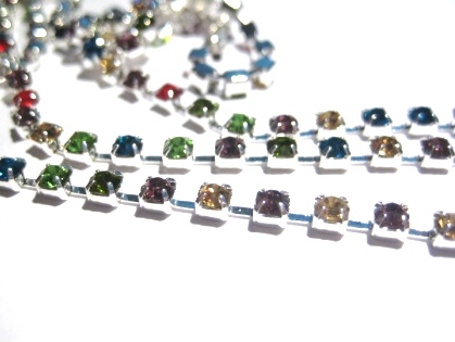 Rhinestone Chain - silver multi 3mm - 2