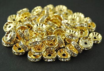 strass rondelle gold 12mm, Clear